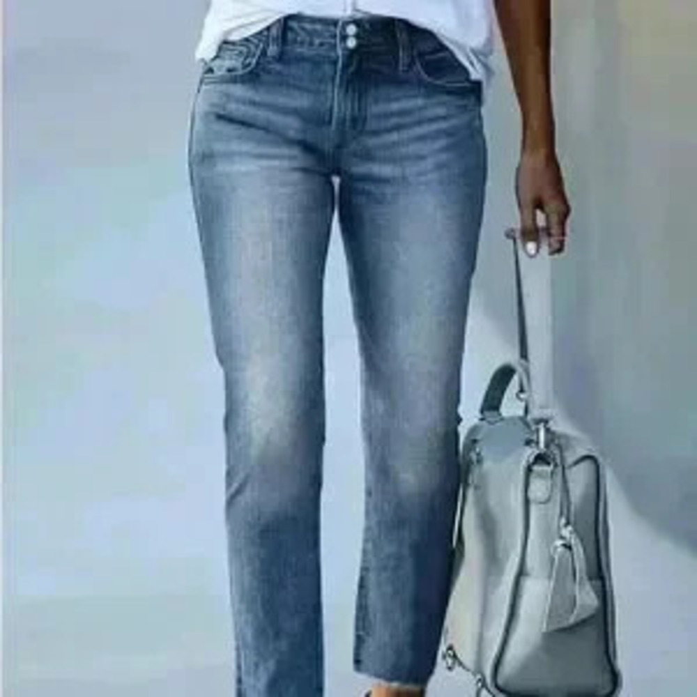 Medium Wash Casual Women's Basic Double-Breasted Denim Jeans